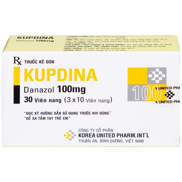 Thuốc Kupdina 100mg Korea United điều trị lạc nội mạc tử cung (3 vỉ x 10 viên)