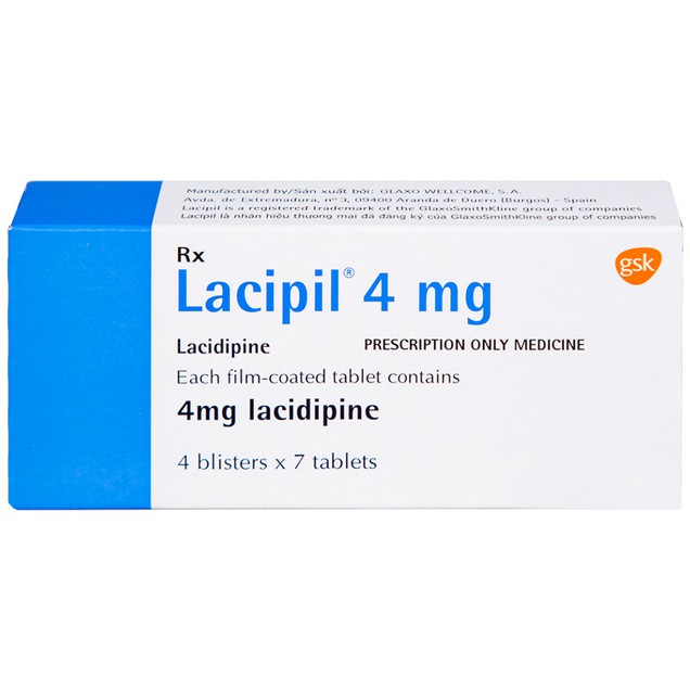 Thuốc Lacipil 4mg GSK điều trị tăng huyết áp (28 viên)