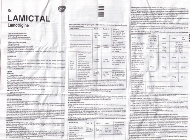 Thuốc Lamictal 25mg GSK điều trị bệnh động kinh (3 vỉ x 10 viên)