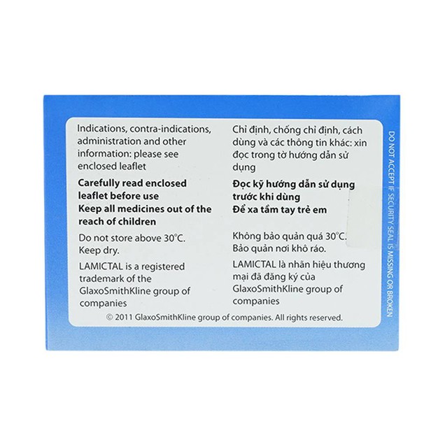 Thuốc Lamictal 25mg GSK điều trị bệnh động kinh (3 vỉ x 10 viên)