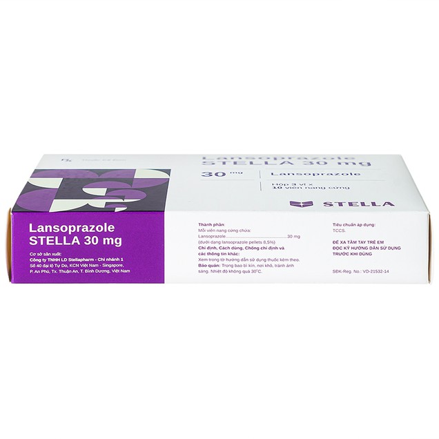 Thuốc Lansoprazole Stella 30mg điều trị viêm loét dạ dày, tá tràng (3 vỉ x 10 viên)