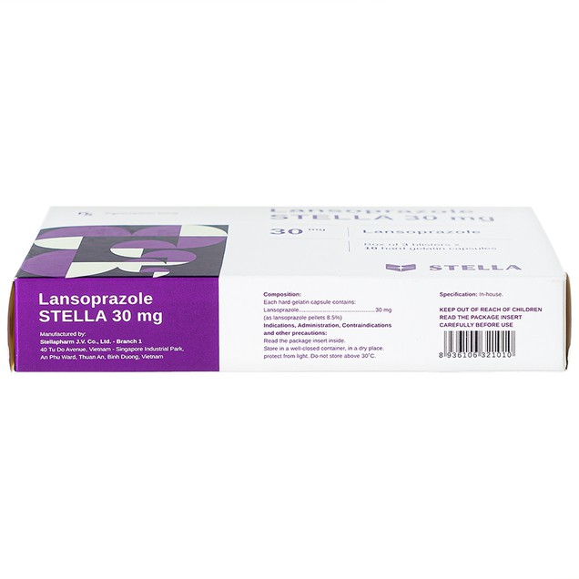 Thuốc Lansoprazole Stella 30mg điều trị viêm loét dạ dày, tá tràng (3 vỉ x 10 viên)