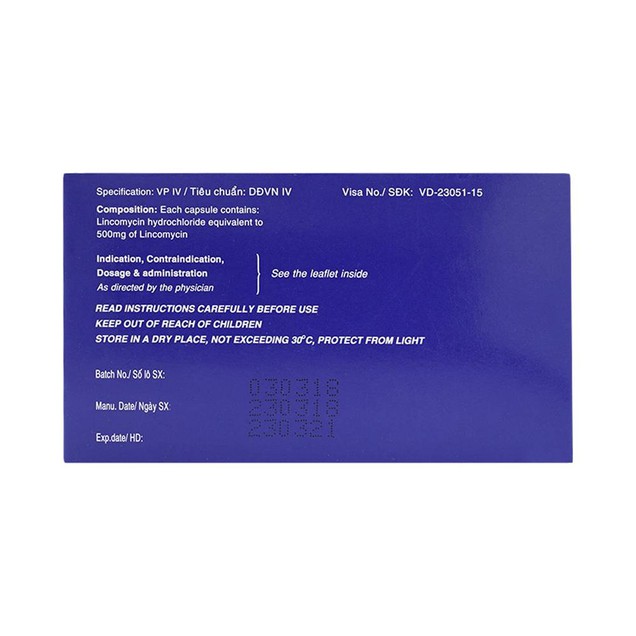 Thuốc Lincodazin 500mg Vidipha điều trị các bệnh nhiễm khuẩn (10 vỉ x 10 viên)