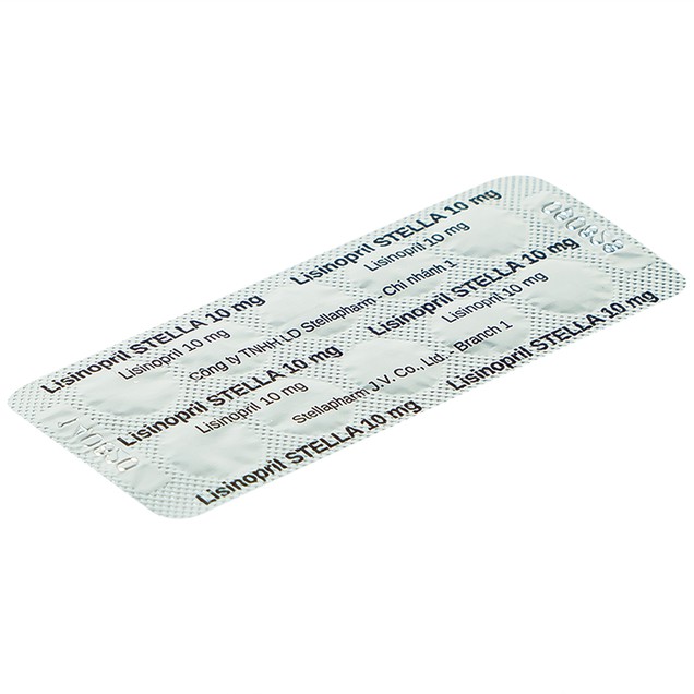 Thuốc Lisinopril Stella 10mg hỗ trợ điều trị tăng huyết áp (10 vỉ x 10 viên)