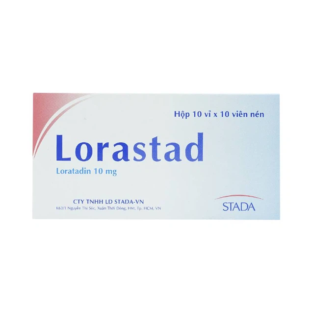Thuốc Lorastad 10mg Stada hỗ trợ giảm triệu chứng dị ứng (10 vỉ x 10 viên)