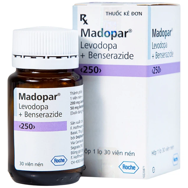 Thuốc Madopar 250mg Roche điều trị bệnh Parkinson vô căn (30 viên)