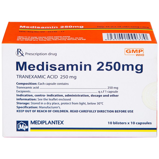 Thuốc Medisamin 250mg Mediplantex điều trị rong kinh nguyên phát (10 vỉ x 10 viên)