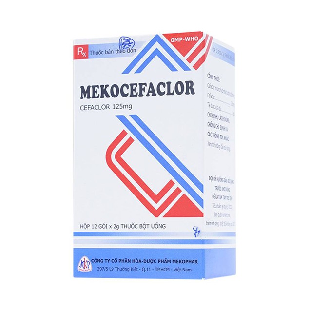 Thuốc bột uống Mekocefaclor 125mg Mekophar hỗ trợ điều trị nhiễm khuẩn đường hô hấp (12 gói)
