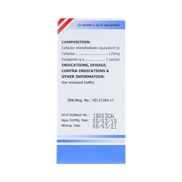 Thuốc bột uống Mekocefaclor 125mg Mekophar hỗ trợ điều trị nhiễm khuẩn đường hô hấp (12 gói)