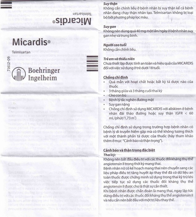 Thuốc Micardis 80mg Boehringer điều trị tăng huyết áp (30 viên)