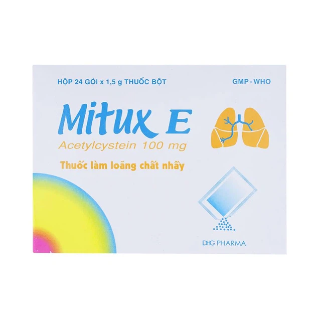 Thuốc Mitux E 100mg DHG tiêu nhầy, long đờm (24 gói)