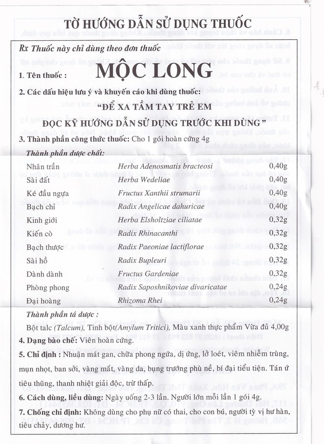 Thuốc Mộc Long Nam Dược điều trị mụn nhọt, lở ngứa (10 gói x 4g)
