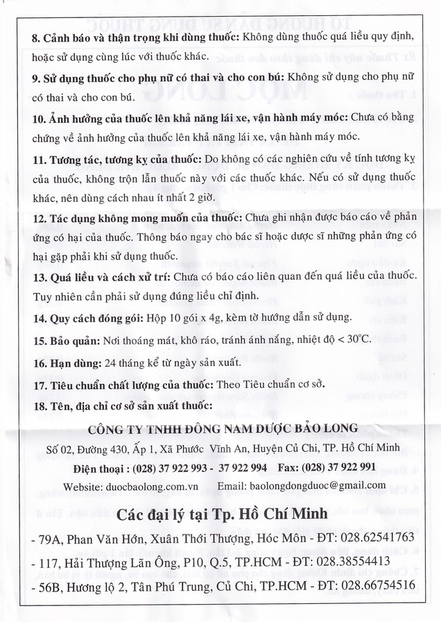Thuốc Mộc Long Nam Dược điều trị mụn nhọt, lở ngứa (10 gói x 4g)