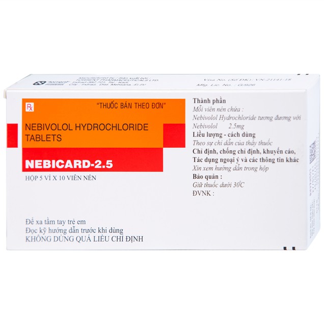 Thuốc Nebicard 2.5mg Torrent điều trị tăng huyết áp vô căn (5 vỉ x 10 viên)