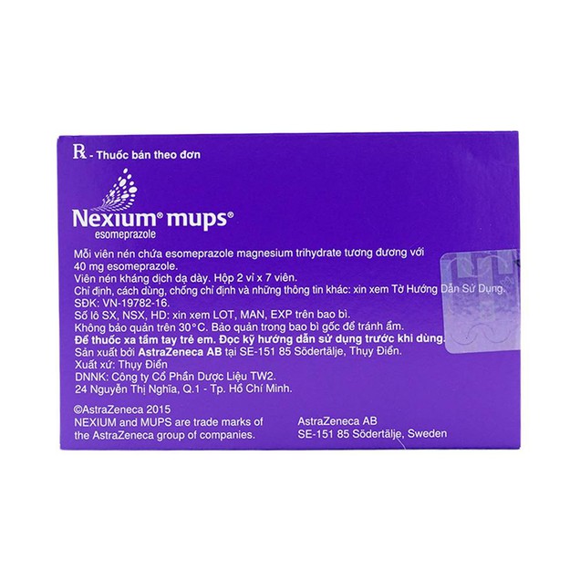 Thuốc Nexium Mups 40mg AstraZeneca điều trị trào ngược dạ dày (2 vỉ x 7 viên)