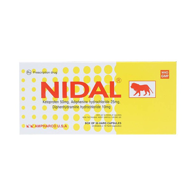 Thuốc Nidal 50mg Ampharco giúp giảm đau bàng quang, đường niệu (3 vỉ x 10 viên)