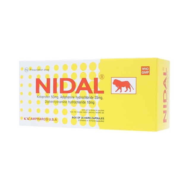 Thuốc Nidal 50mg Ampharco giúp giảm đau bàng quang, đường niệu (3 vỉ x 10 viên)