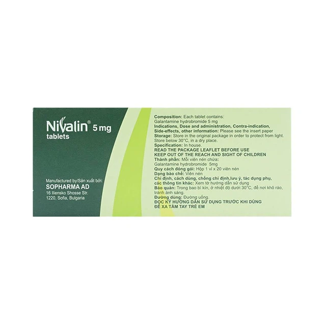 Thuốc Nivalin 5mg Sopharma điều trị suy giúp giảm trí nhớ, alzheimer (20 viên)