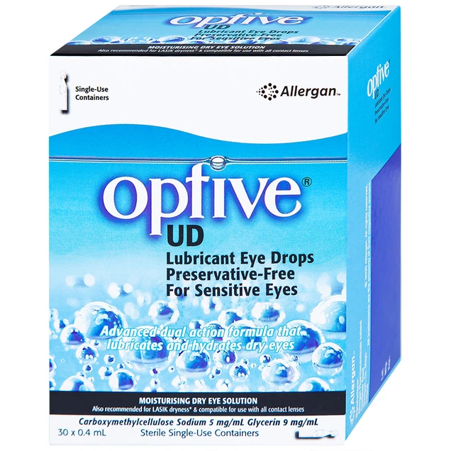Thuốc nhỏ mắt Optive UD Allergan giảm triệu chứng khô mắt (30 ống x 0.4 ml)