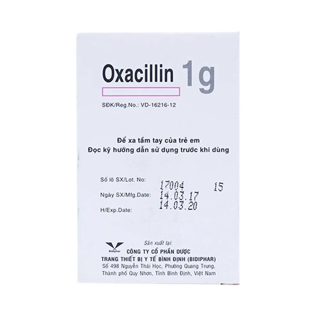 Thuốc tiêm Oxacillin 1g Bidiphar điều trị viêm màng trong tim (1 ống)