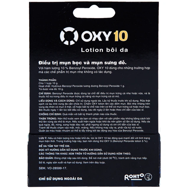 Gel Oxy10 Rohto hỗ trợ điều trị mụn trứng cá nặng và mụn trứng cá có mủ (10g)