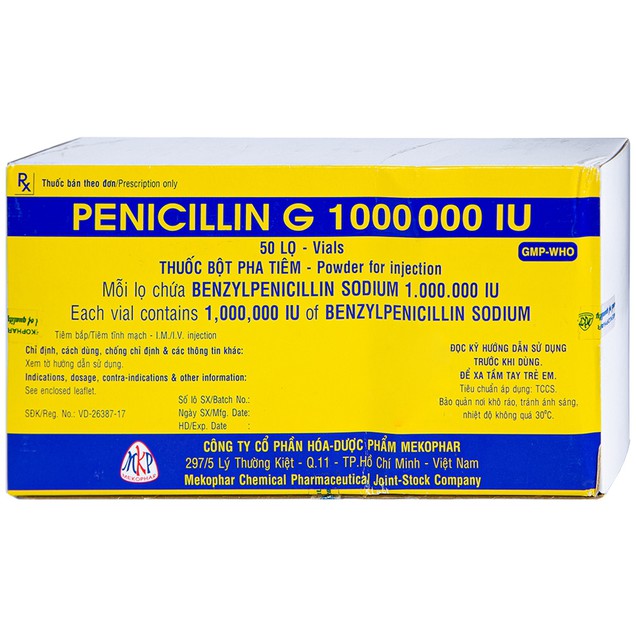Thuốc tiêm Penicillin G Mekophar điều trị vết thương nhiễm khuẩn (50 lọ)
