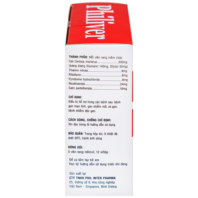 Thuốc Philiver 200mg Phil điều trị gan nhiễm mỡ, xơ gan (12 vỉ x 5 viên)