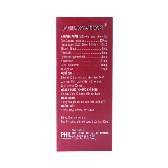 Thuốc Philoyvitan 200mg Phil điều trị hỗ trợ các bệnh gan mạnh tính (60 viên)