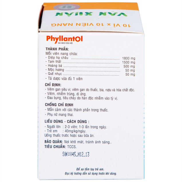 Thuốc Phyllantol Vạn Xuân điều trị viêm gan, dị ứng (10 vỉ x 10 viên)
