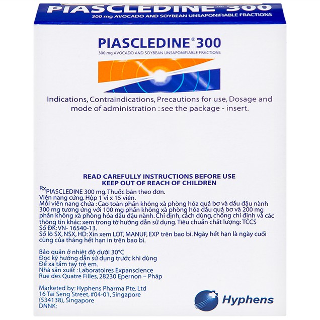 Thuốc Piascledine 300mg Hyphens điều trị viêm xương khớp hông (15 viên)