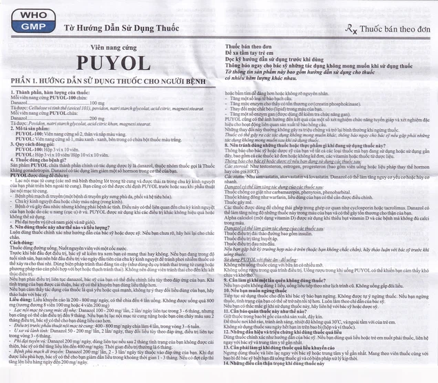 Thuốc Puyol 200mg Đạt Vi Phú điều trị lạc nội mạc tử cung (3 vỉ x 10 viên)