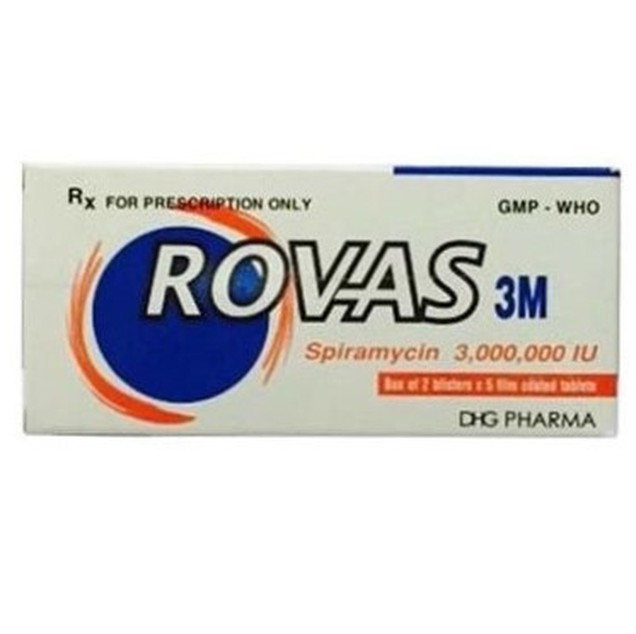 Thuốc Rovas 3MIU DHG điều trị nhiễm khuẩn đường hô hấp (2 vỉ x 5 viên)