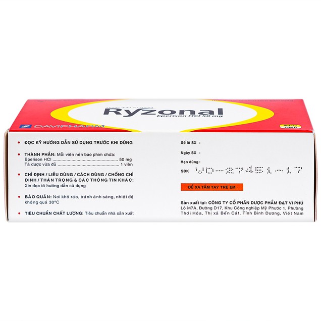 Thuốc Ryzonal 50mg Đạt Vi Phú cải thiện triệu chứng tăng trương lực cơ (6 vỉ x 10 viên)