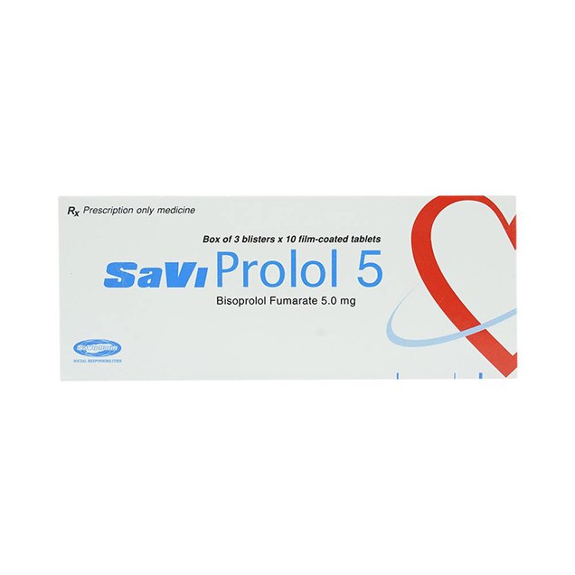 Thuốc Savi Prolol 5mg điều trị tăng huyết áp (3 vỉ x 10 viên)