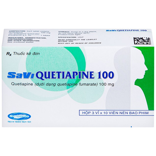 Thuốc Savi Quetiapine 100mg điều trị tâm thần phân liệt (30 viên)