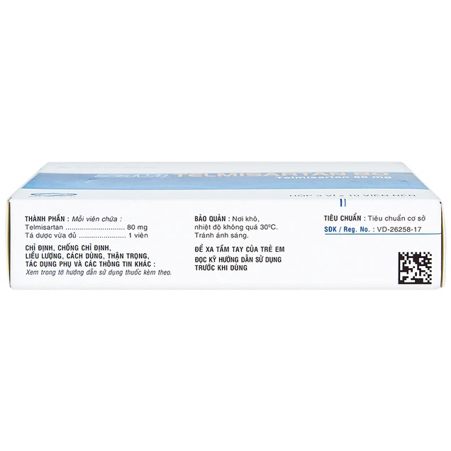 Thuốc Savi Telmisartan 80mg điều trị tăng huyết áp, suy tim (3 vỉ x 10 viên)