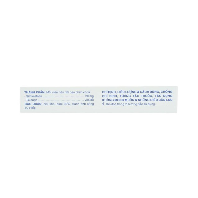 Thuốc Simvastatin 20mg Domesco điều trị rối loạn lipid máu (14 viên)