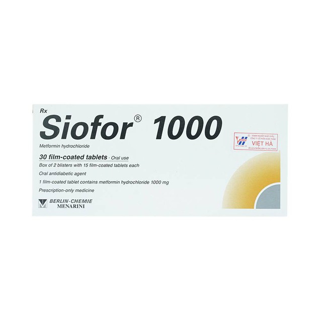 Thuốc Siofor 1000 Berlin Chemie điều trị tiểu đường type 2 (2 vỉ x 15 viên)