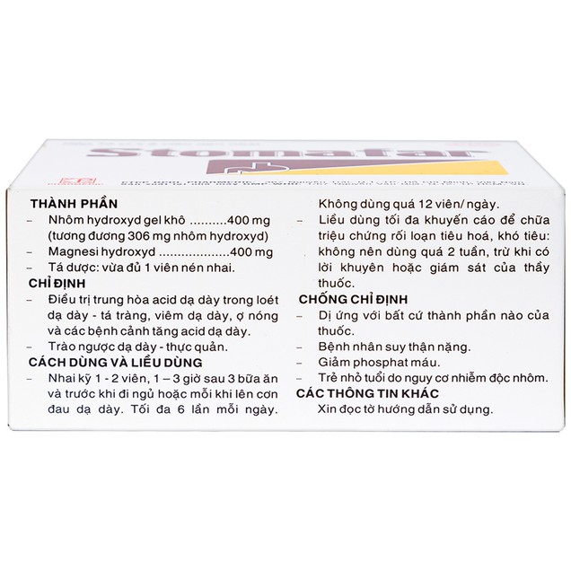 Thuốc Stomafar Pharmedic điều trị trung hòa acid dạ dày (10 vỉ x 8 viên)