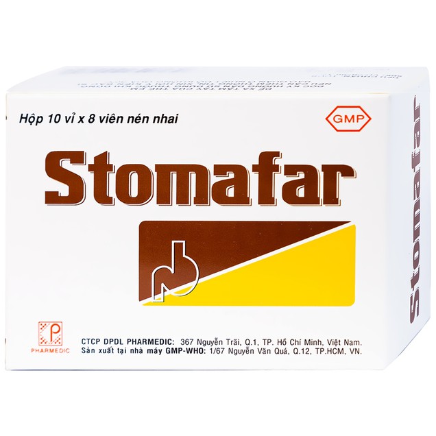 Thuốc Stomafar Pharmedic điều trị trung hòa acid dạ dày (10 vỉ x 8 viên)