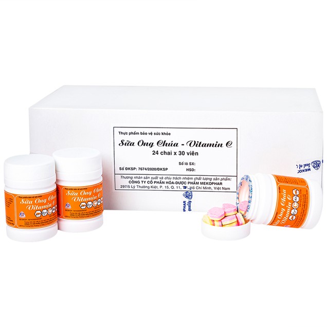 Viên ngậm Sữa Ong Chúa Vitamin C Mekophar bổ sung vitamin C cho cơ thể (24 chai x 30 viên)