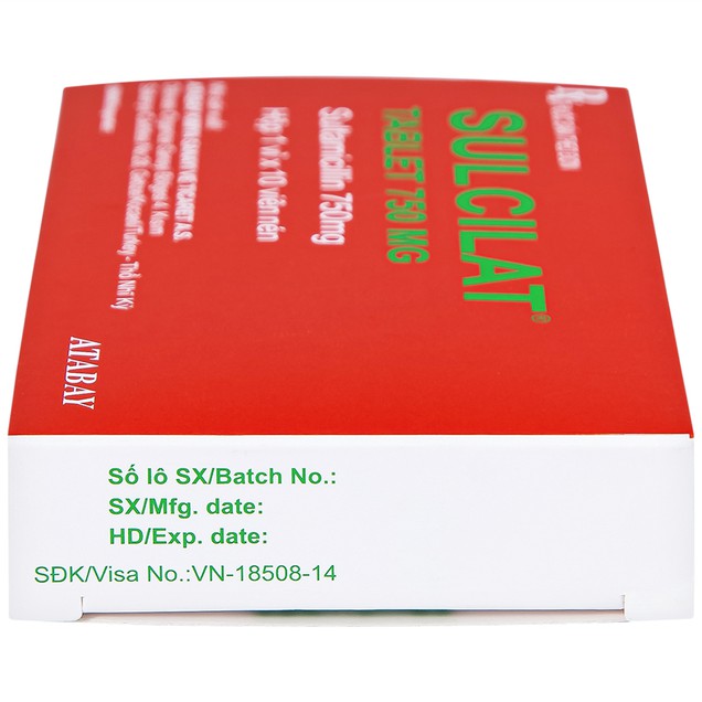 Thuốc Sulcilat 750mg Atabay điều trị viêm xoang, viêm tai giữa (10 viên)