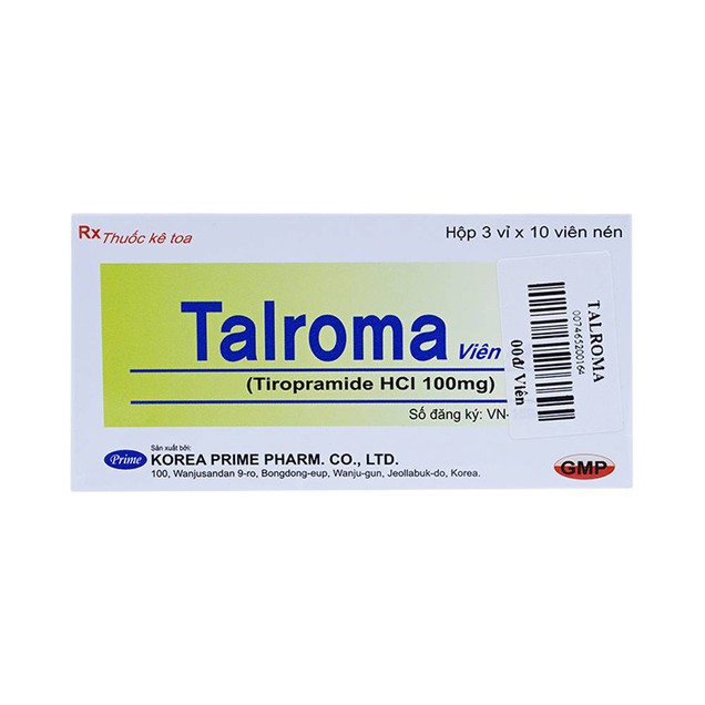 Thuốc Talroma 100mg  Korea Prime Pharma giảm đau do co thắt trong rối loạn trương lực cơ trơn hệ tiêu hóa (30 viên)