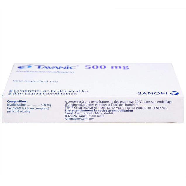 Thuốc Tavanic 500mg Sanofi trị nhiễm khuẩn (Hộp 1 Vỉ x 5 Viên)