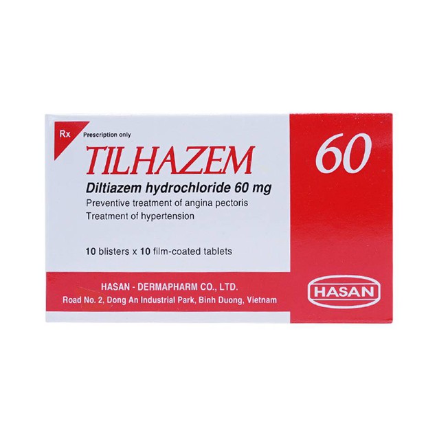 Thuốc Tilhazem 60mg Hasan điều trị cơn đau thắt ngực (10 vỉ x 10 viên)