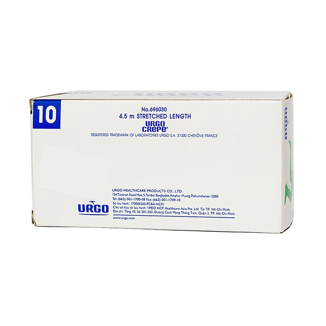 Băng keo lụa Urgo Crepe có độ dính lâu, dùng để băng các vết thương ngoài da (10cm x 4.5m)