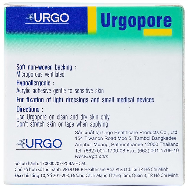 Băng keo giấy Urgopore độ dính cao hỗ trợ bảo vệ vết thương (2.5cm x 5m - 1 cuộn)