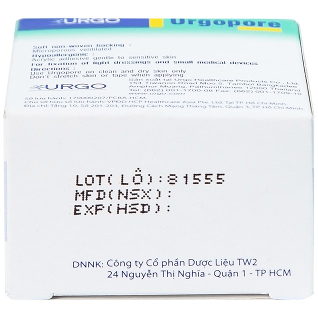 Băng keo giấy Urgopore độ dính cao hỗ trợ bảo vệ vết thương (2.5cm x 5m - 1 cuộn)