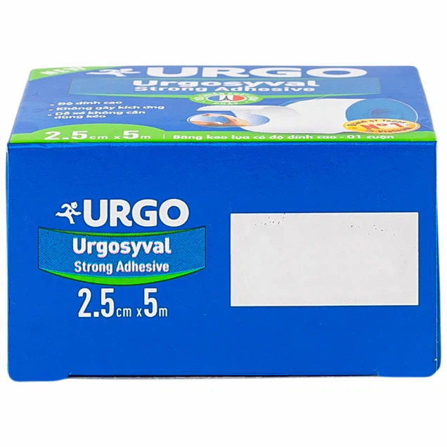 Băng keo lụa Urgosyval 2,5cm x 5m độ dính cao hỗ trợ bảo vệ vết thương (1 cuộn)