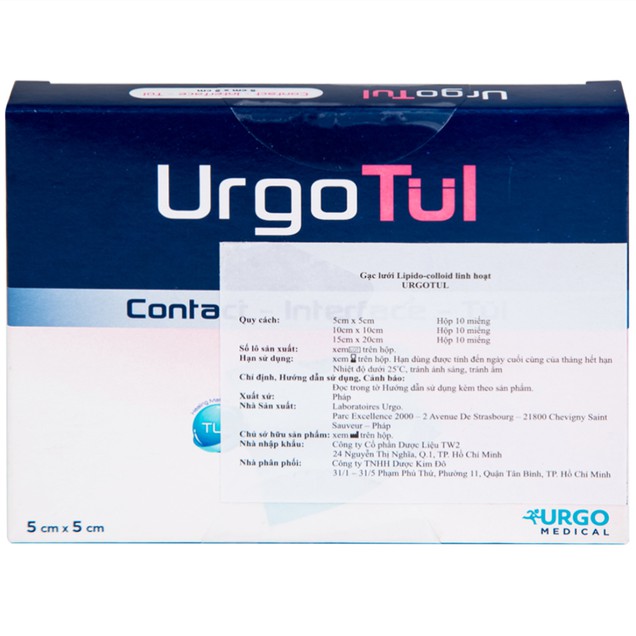 Gạc lưới vô trùng chống dính UrgoTul hỗ trợ băng vết thương (5cm x 5cm - 10 miếng)